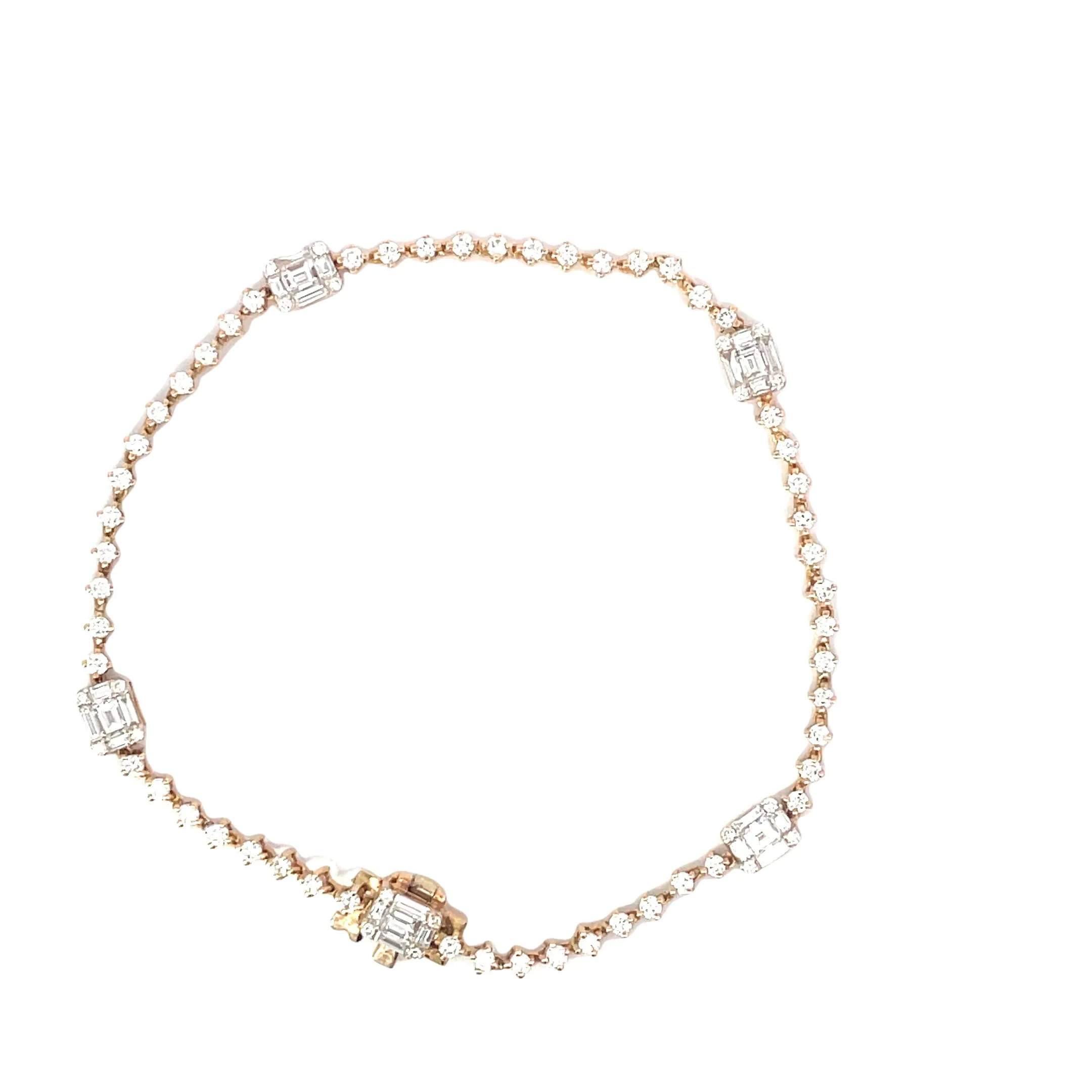 Rose Gold Diamond Station Tennis Bracelet