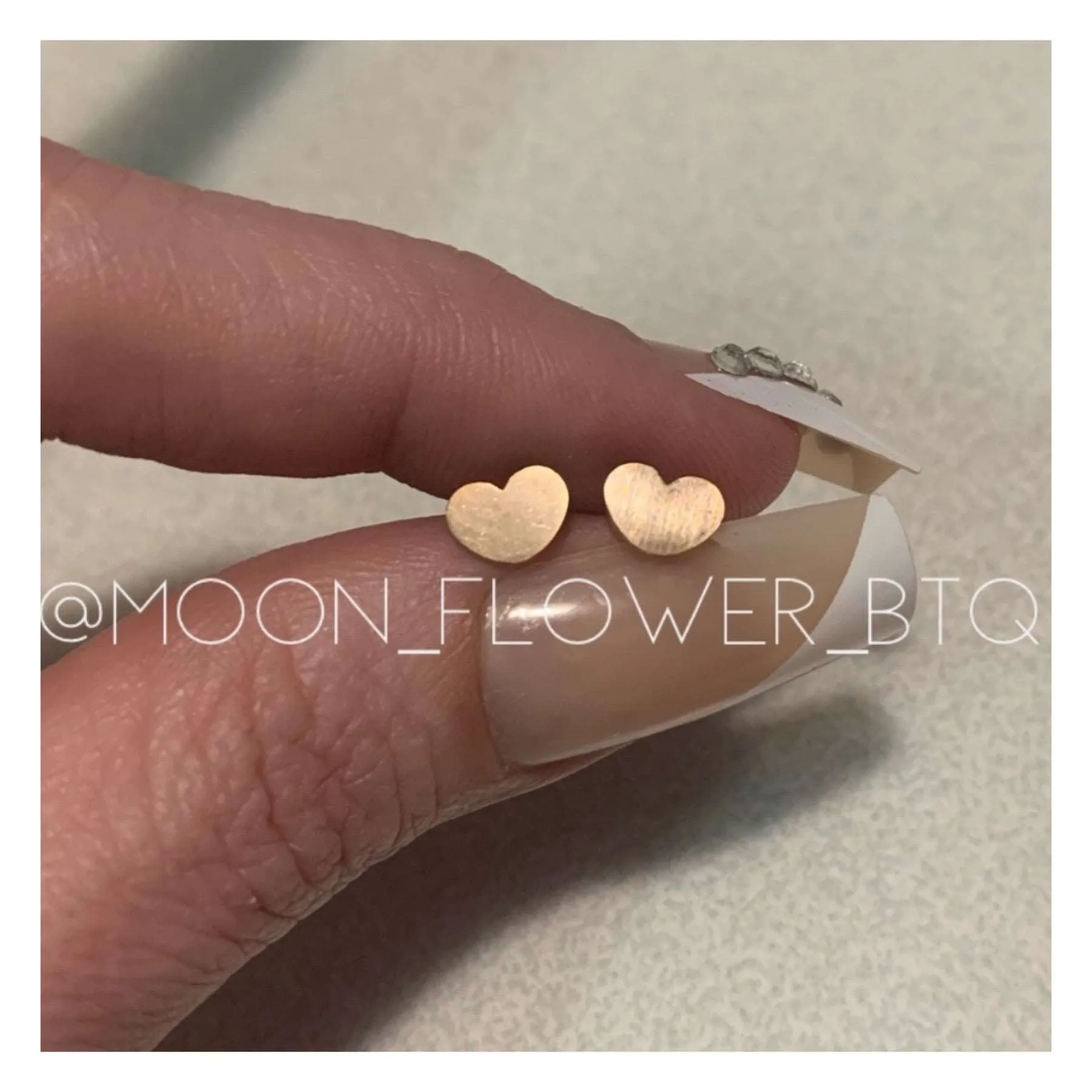 Rose Gold Heart Barbell Earrings