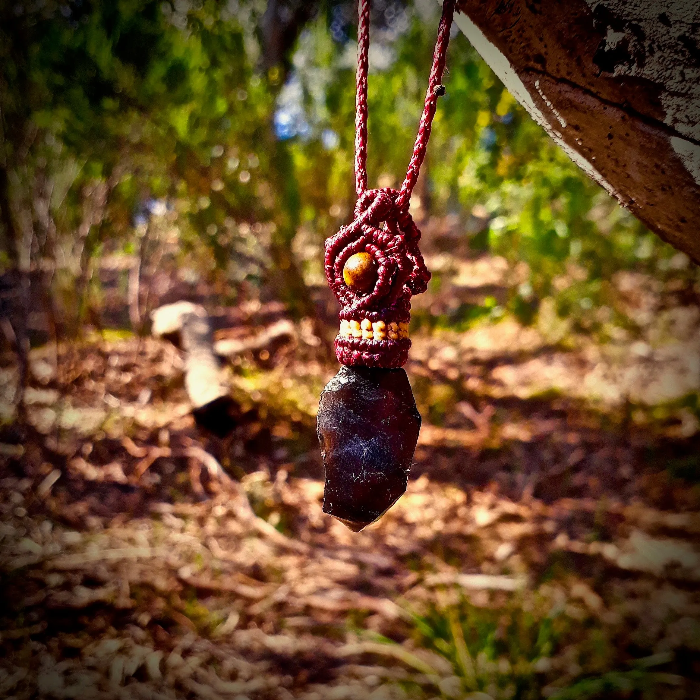 Rough obsidian necklace