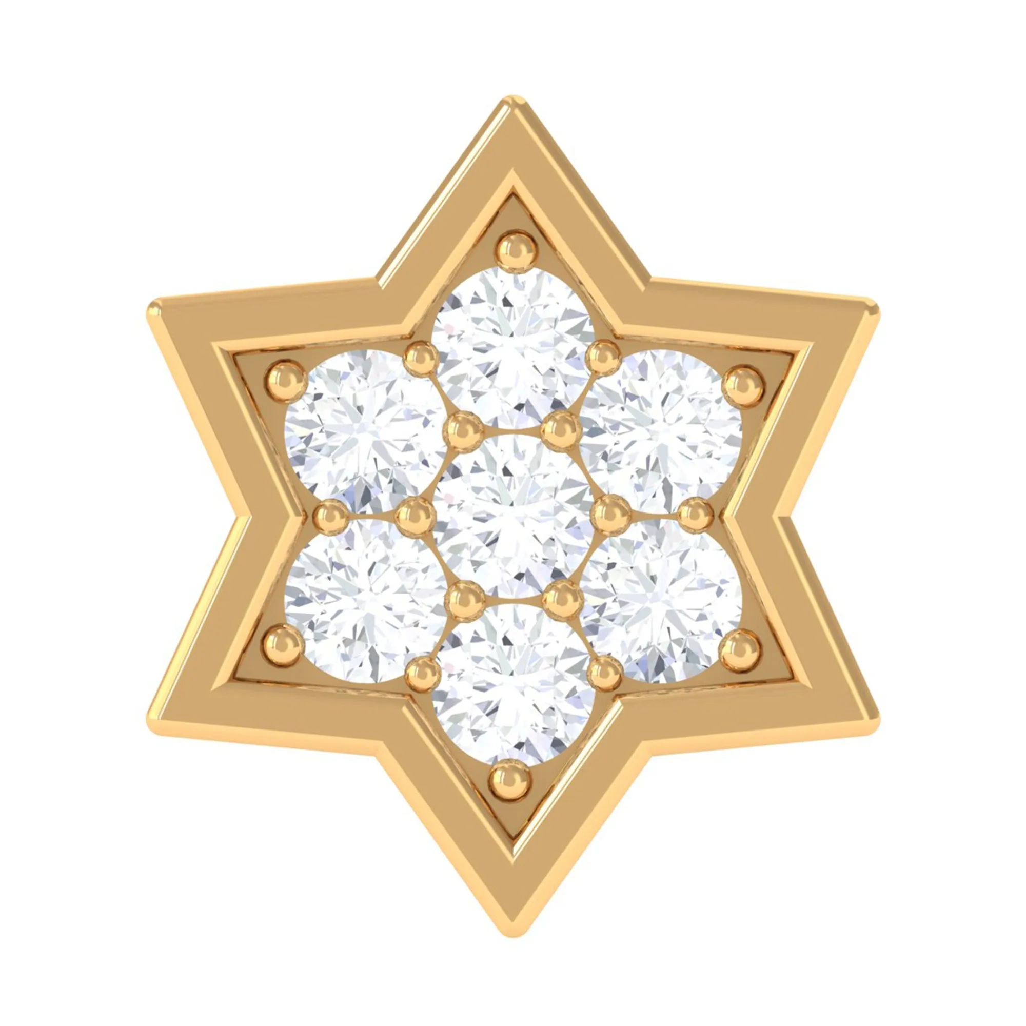 Round Moissanite Gold Star Earring for Cartilage Piercing