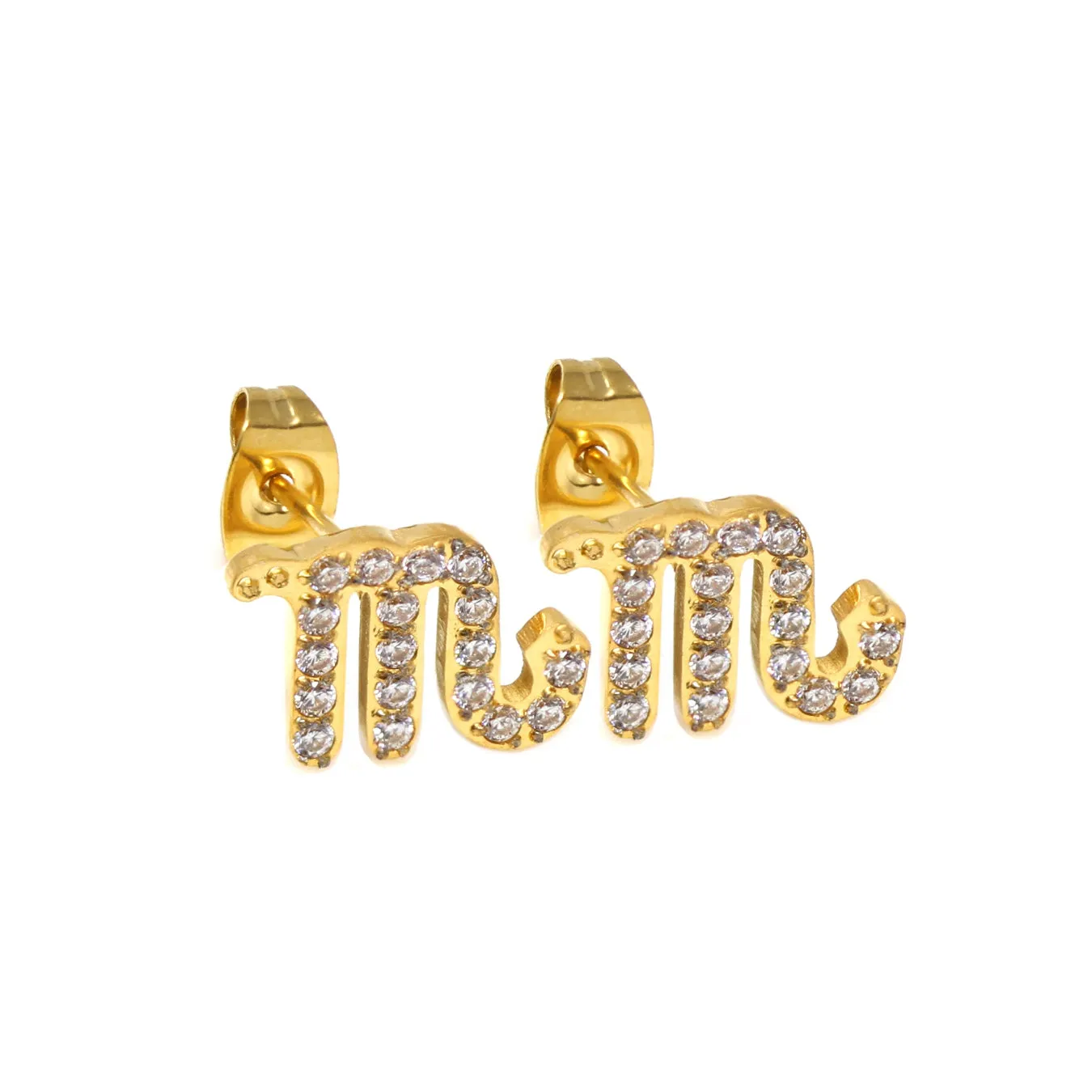 Scorpio Earrings with CZ Stones - Yellow Gold