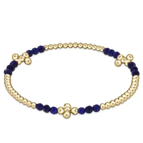 Signature Cross Gold Bliss Pattern 2.5mm Bead Bracelet - Lapis