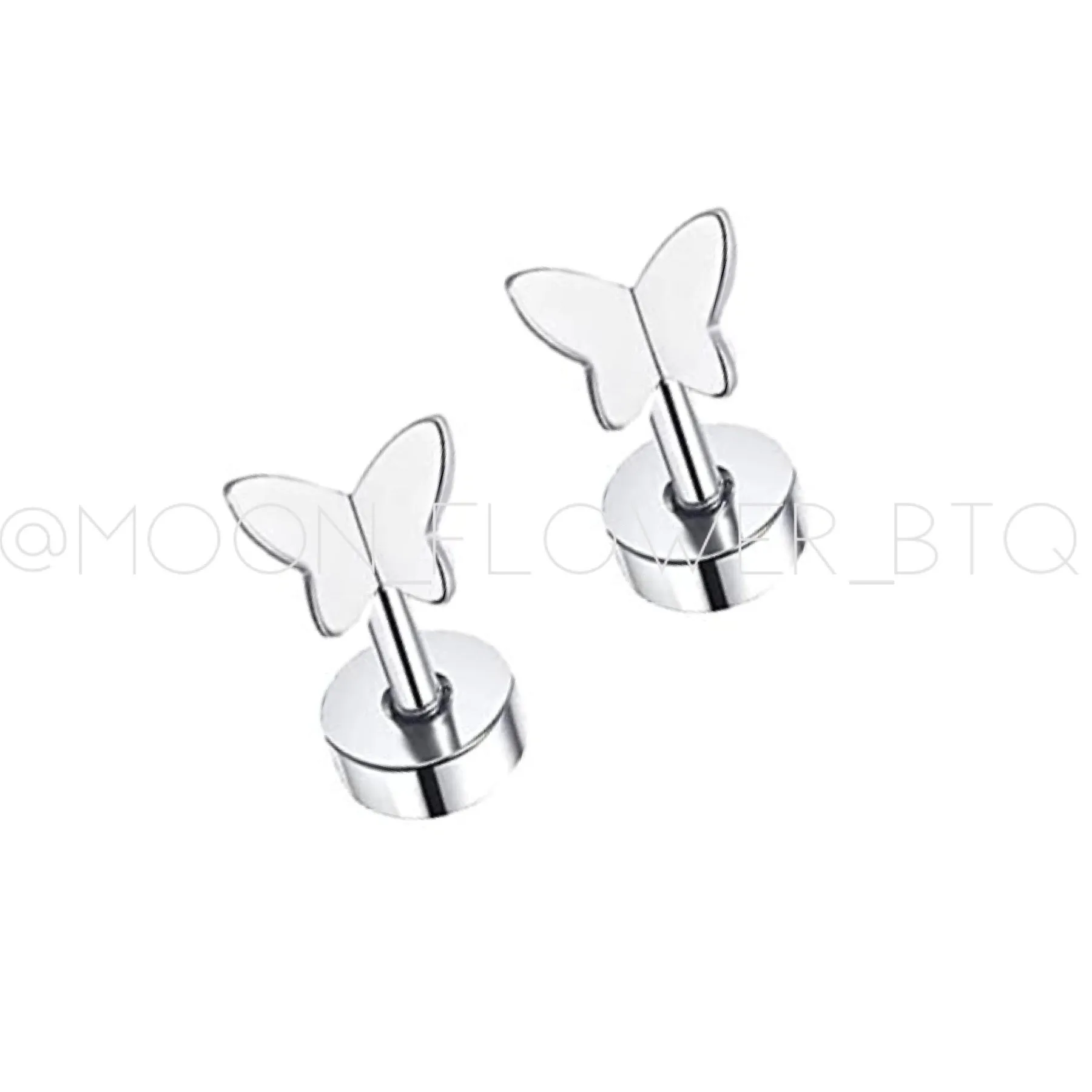 Silver Butterfly Flat Back Earrings