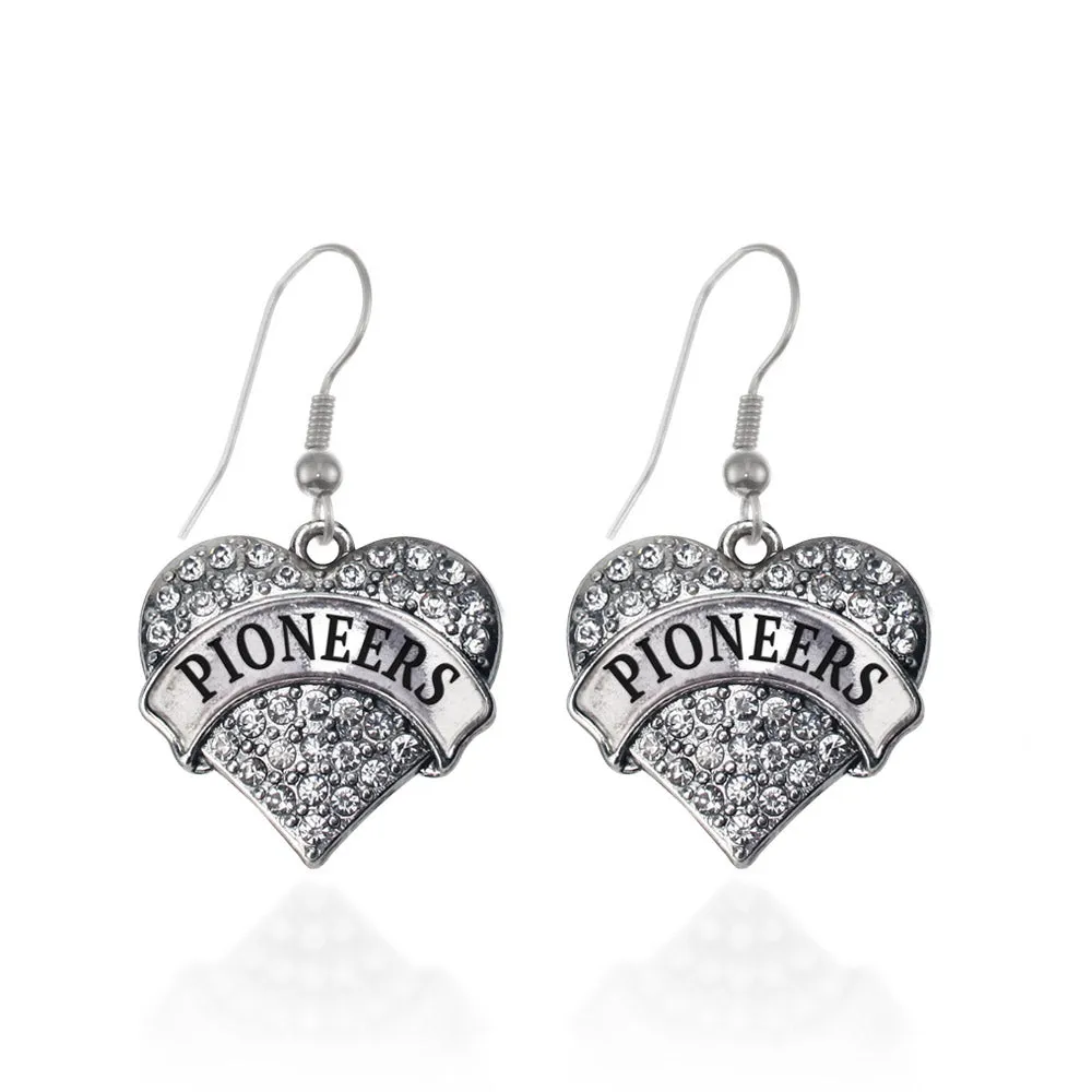 Silver Pioneers Pave Heart Charm Dangle Earrings