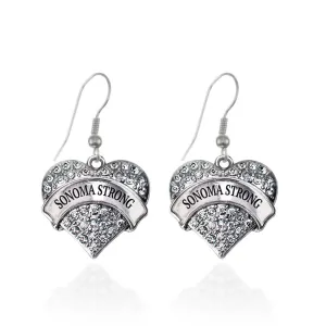 Silver Sonoma Strong Pave Heart Charm Dangle Earrings