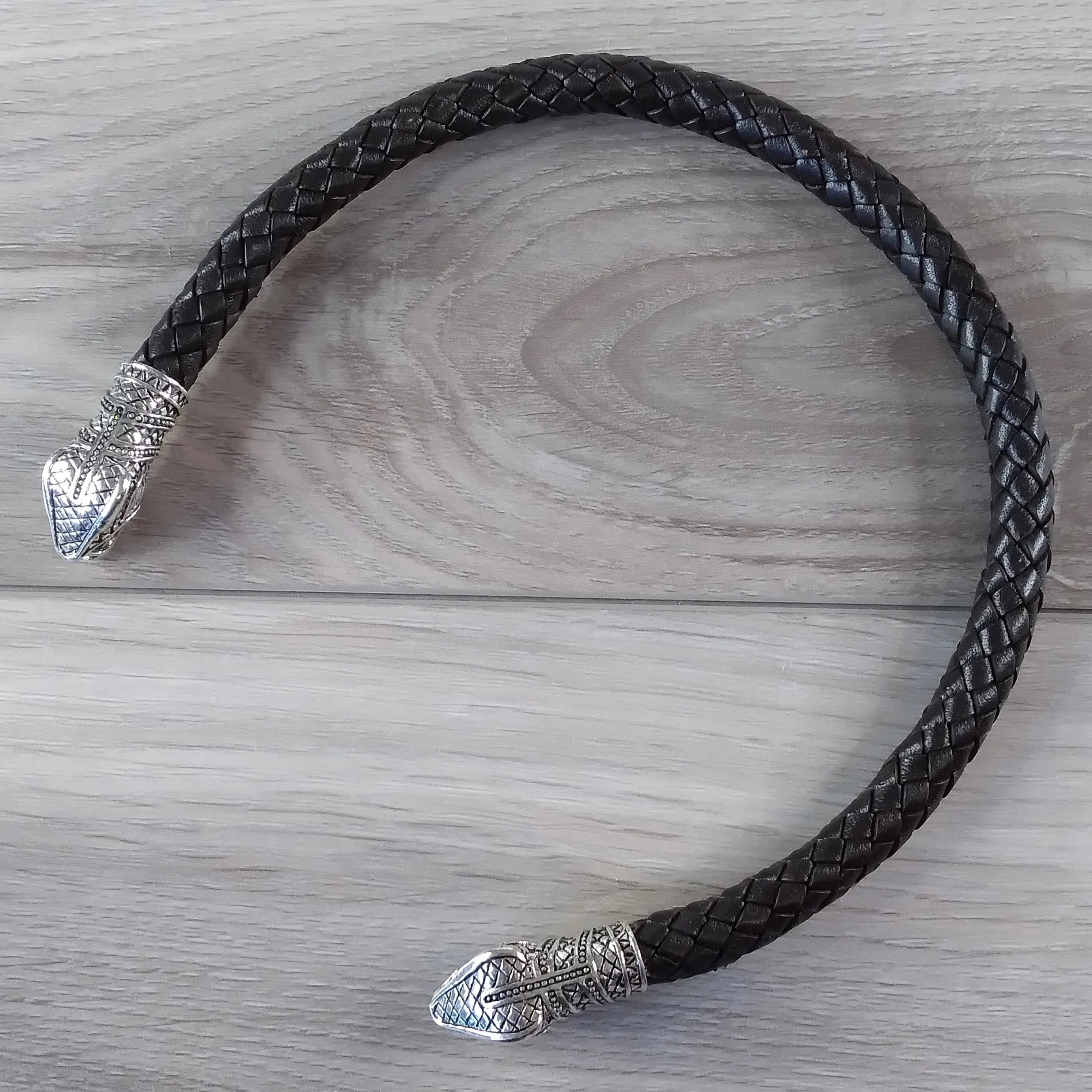 Silver Torc Snake Brown Leather | Fenris