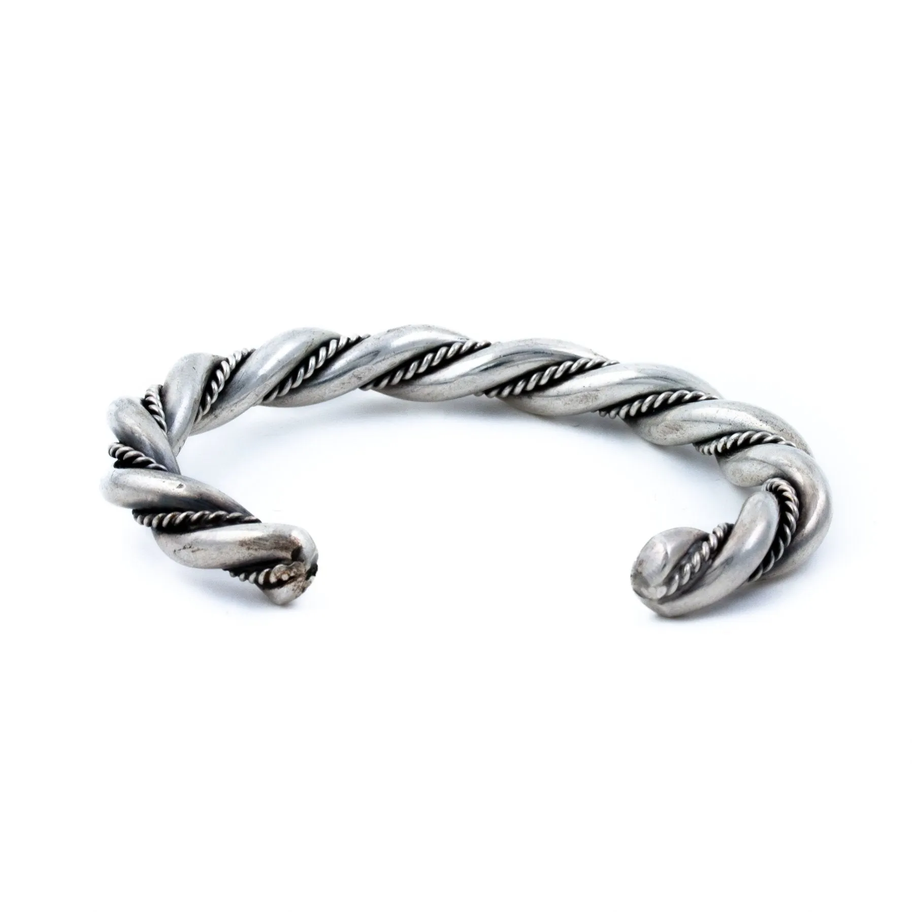 Solid Silver Twist Rope Navajo Cuff