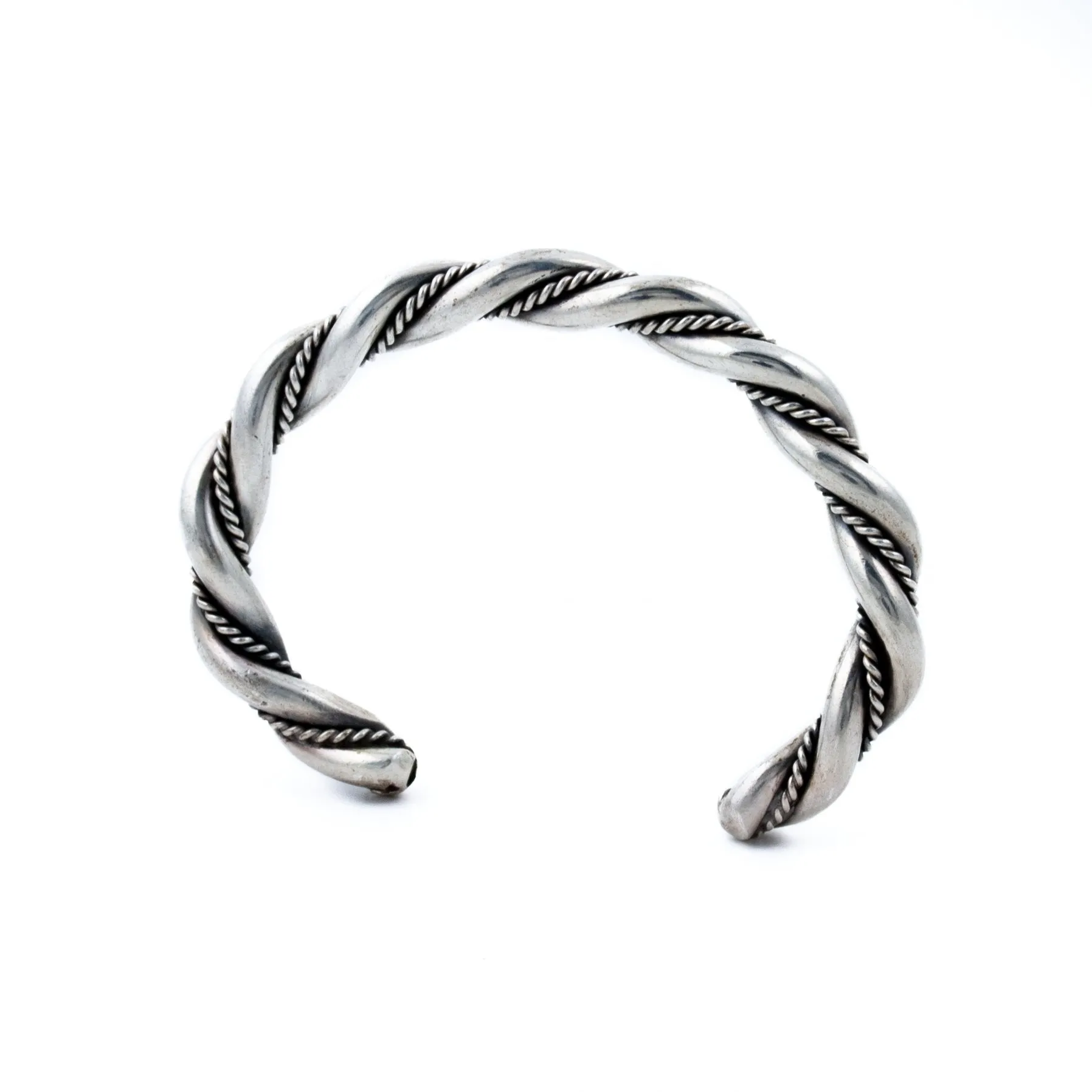 Solid Silver Twist Rope Navajo Cuff