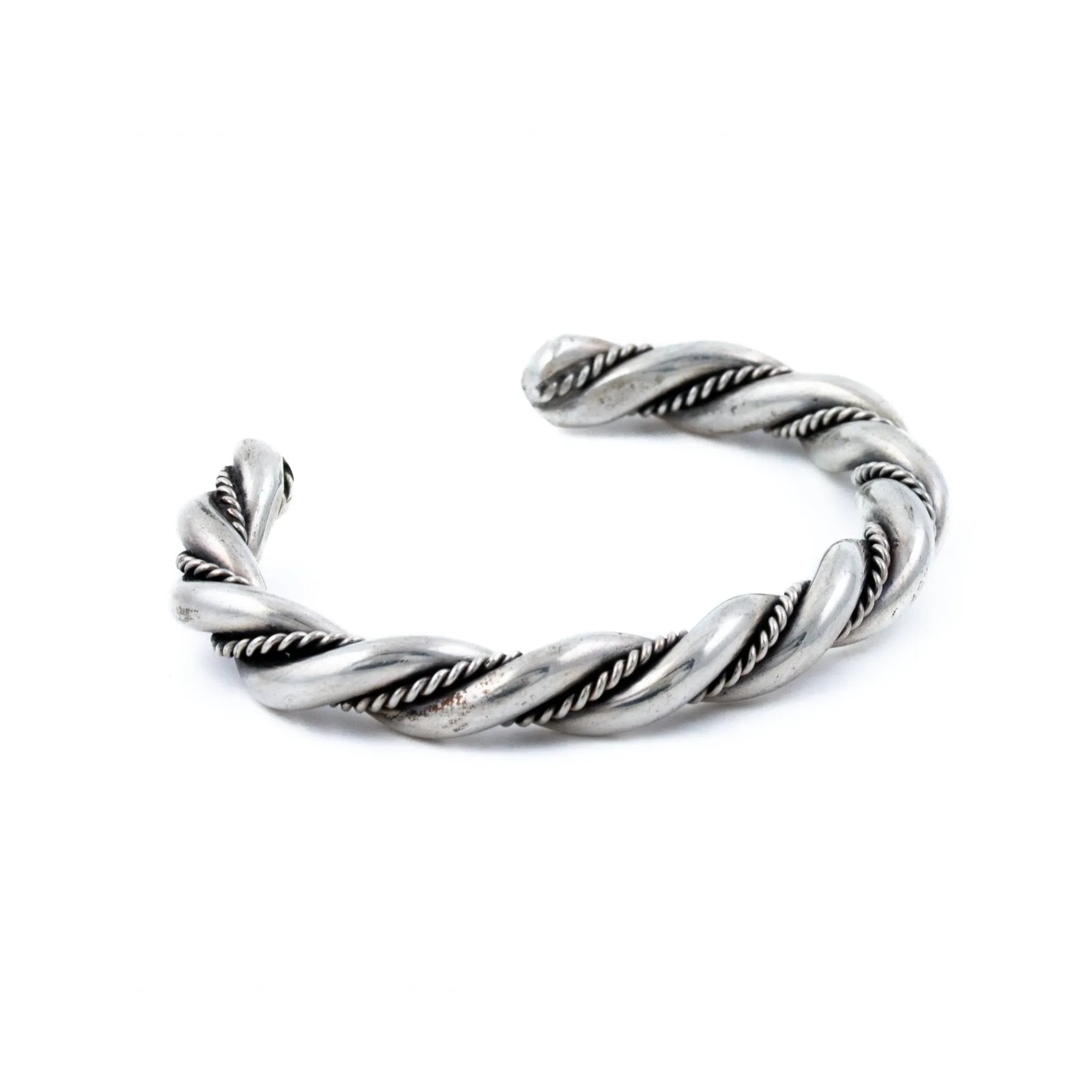 Solid Silver Twist Rope Navajo Cuff