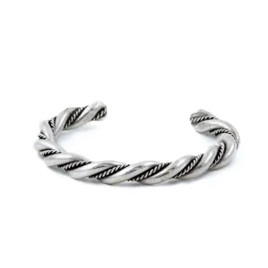 Solid Silver Twist Rope Navajo Cuff