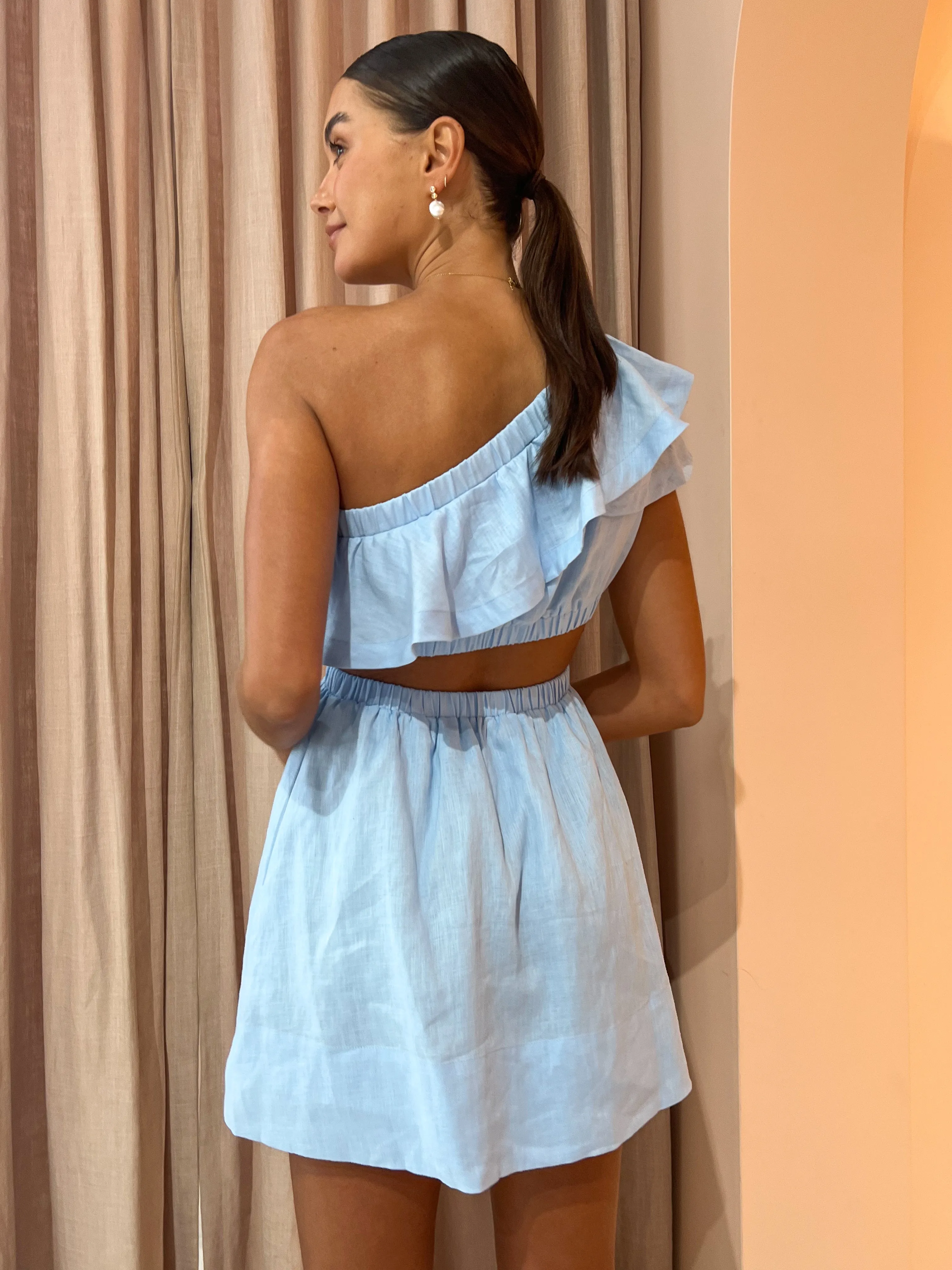 Sovere Promise Reversible Mini Dress in Sky Blue