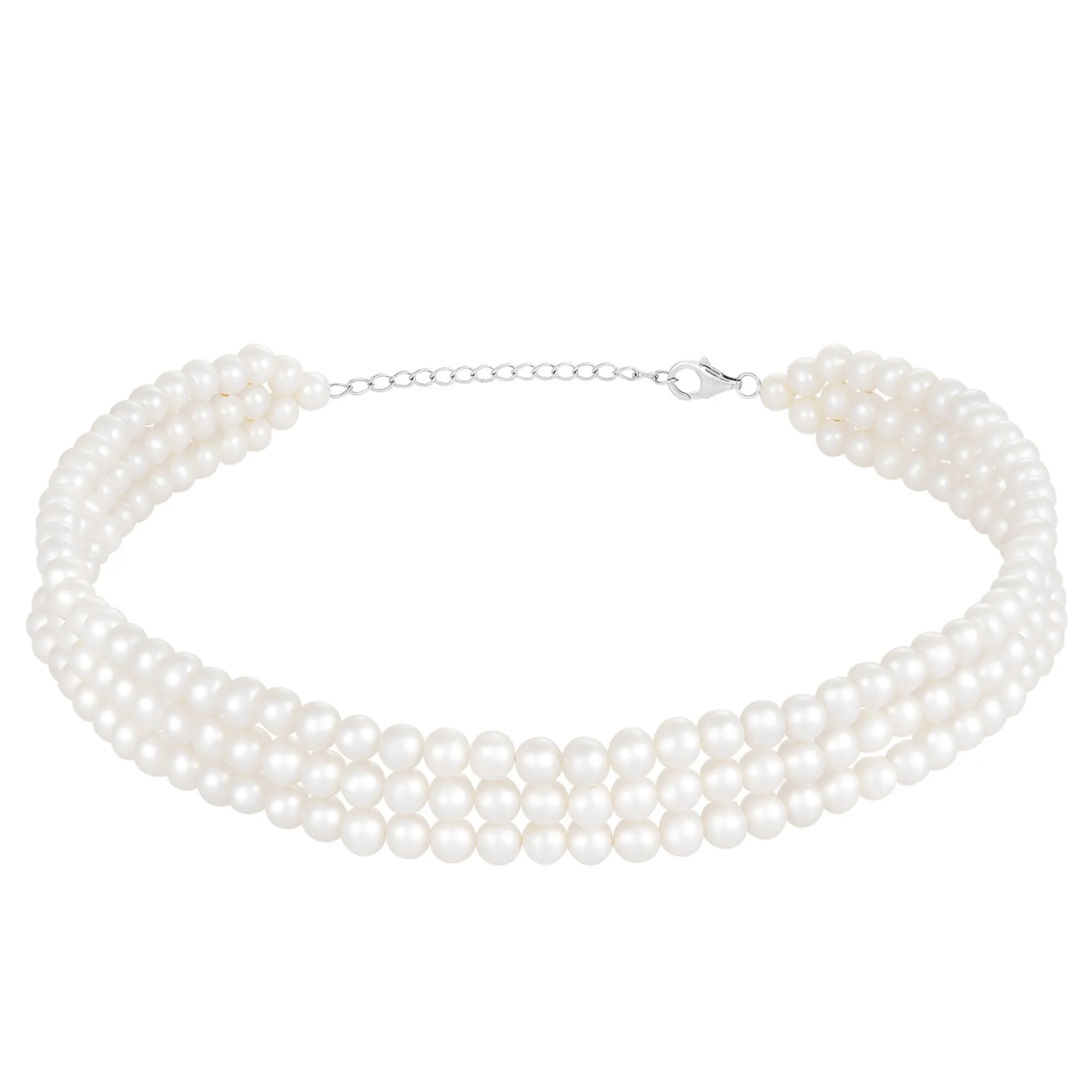 Splendid Pearls Sterling Silver Choker Necklace