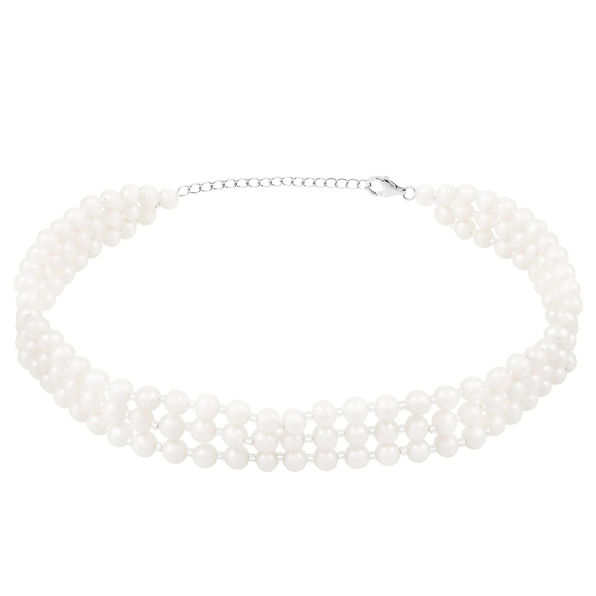 Splendid Pearls Sterling Silver Choker Necklace