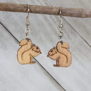 Squirrel Wooden Dangle Earrings by Cate's Concepts, LLC