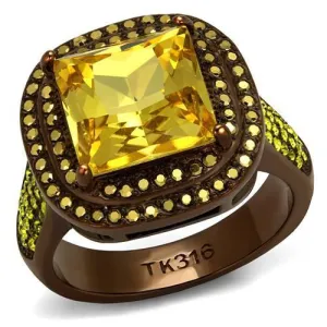 Stainless Steel Ring AAA GRD CZ Topaz TK2677 for Women Style Coffee