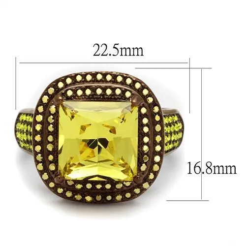 Stainless Steel Ring AAA GRD CZ Topaz TK2677 for Women Style Coffee