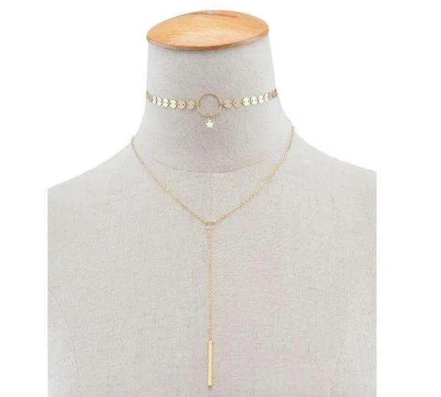 Star Goddess Duo Layering Choker Necklace