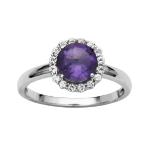 Sterling Silver Amethyst and White Topaz Ring