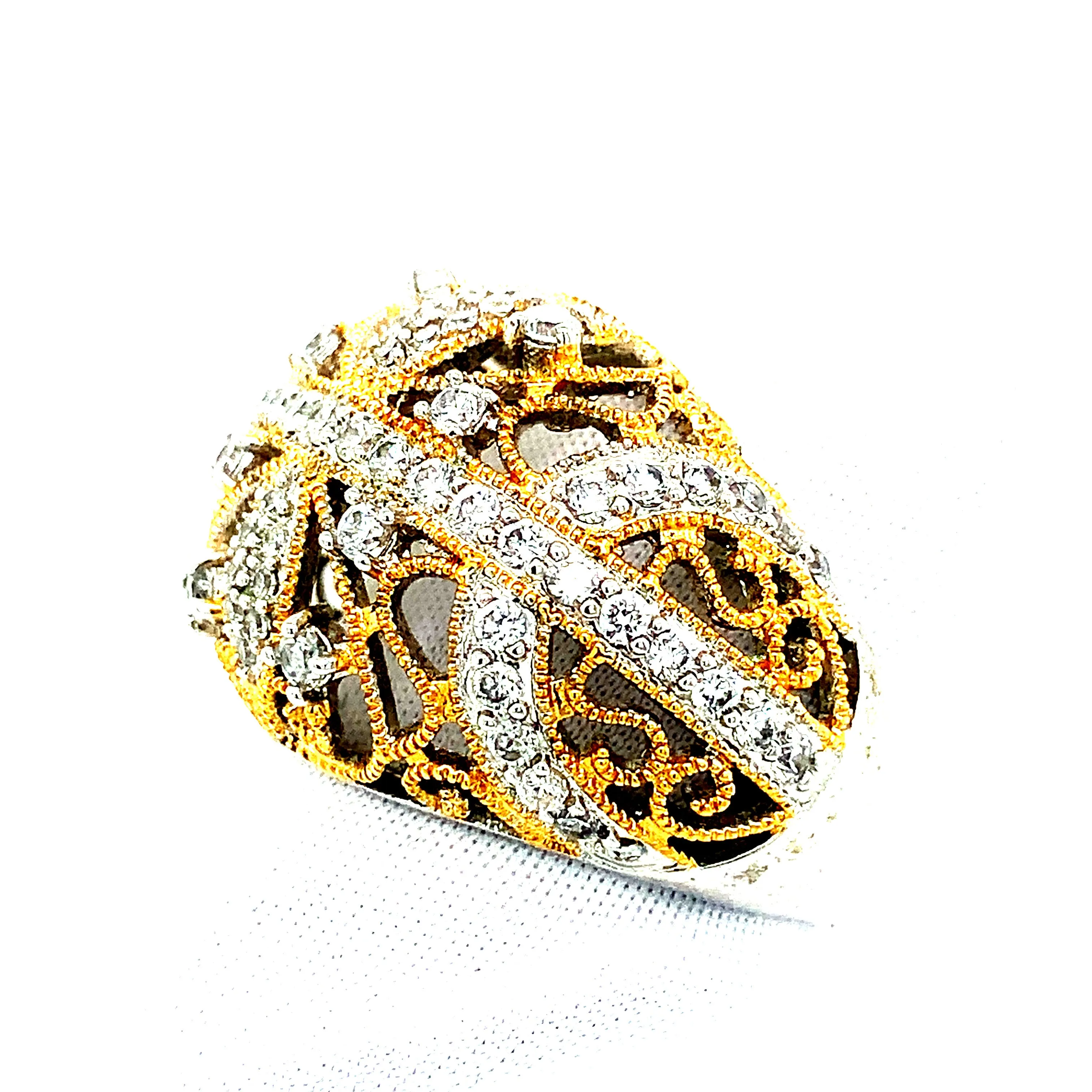 Sterling Silver and Gold-Plated CZ Cocktail Ring