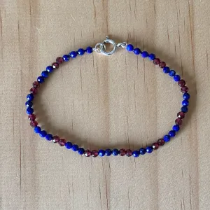 Sterling Silver Lapis Lazuli & Red Garnet Bracelet