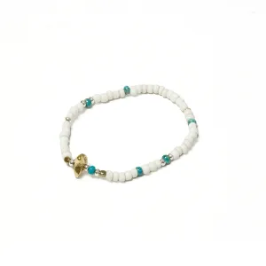 SunKu - Antique Beads Bracelet - White x Turquoise - LTD-023