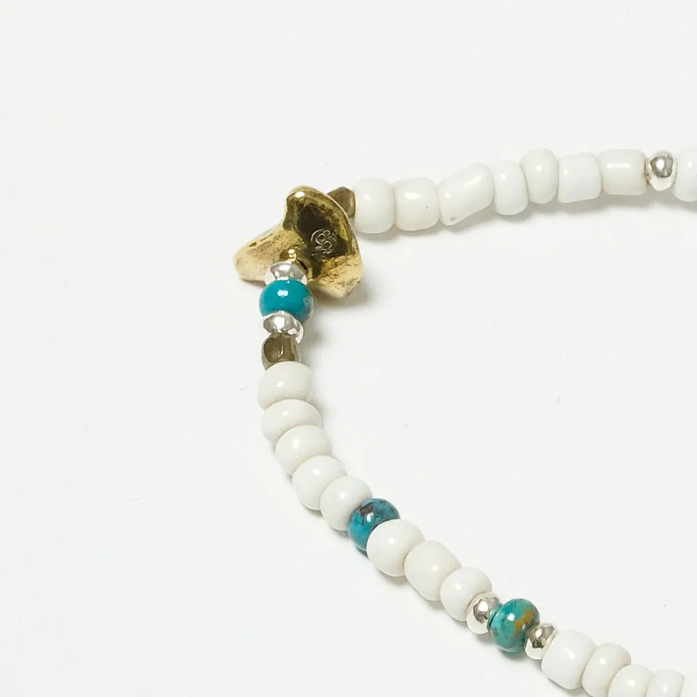 SunKu - Antique Beads Bracelet - White x Turquoise - LTD-023