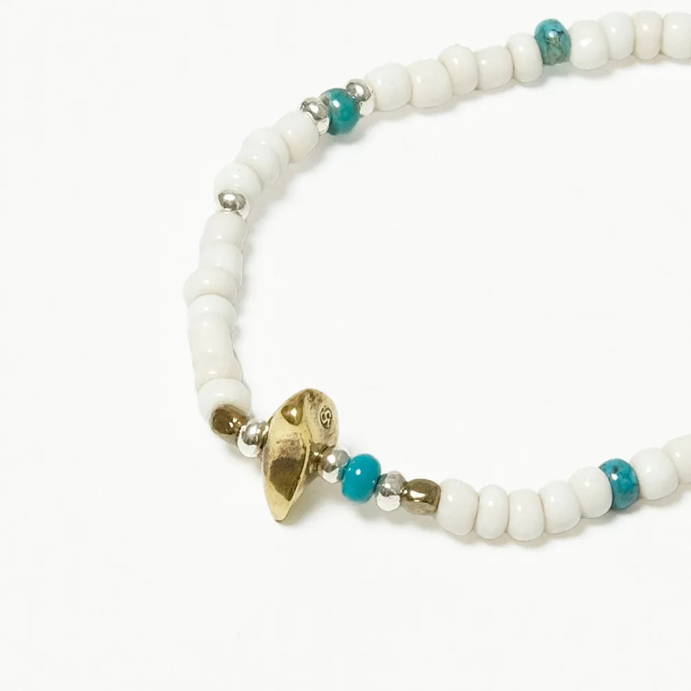 SunKu - Antique Beads Bracelet - White x Turquoise - LTD-023