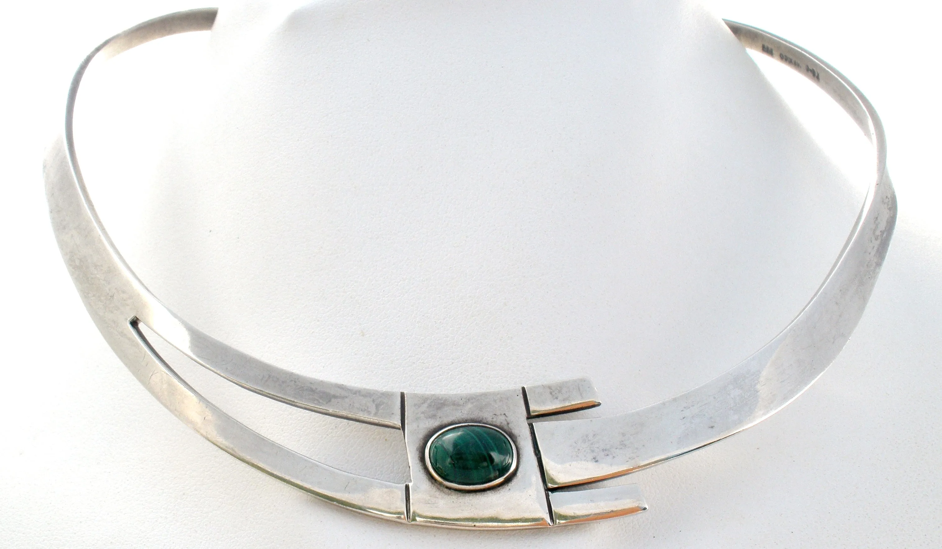 Taxco Sterling Silver Malachite Collar Necklace