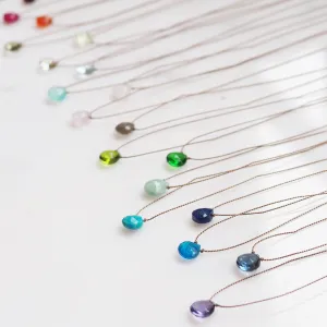 Teardrop Gemstone Necklace On Silk Cord