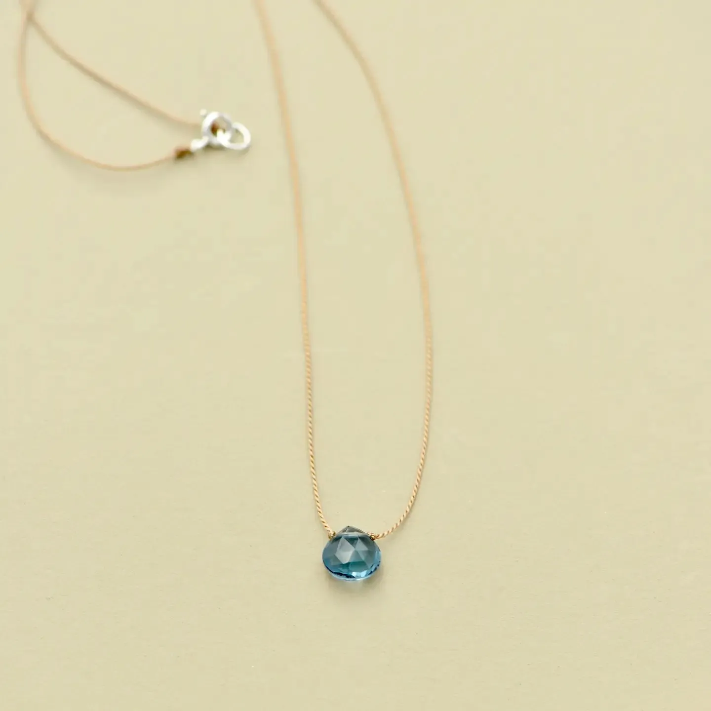 Teardrop Gemstone Necklace On Silk Cord