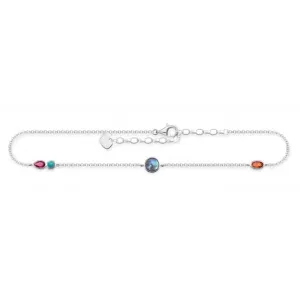 Thomas Sabo Sterling Silver Multi Coloured Anklet AK0005-986-7-L27v