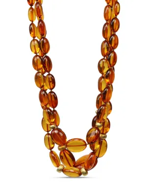 Three Strand Cognac Amber Necklace