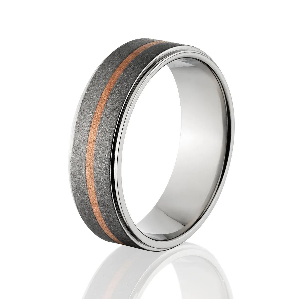 Titanium Ring with Copper Inlay - Men's Wedding Rings