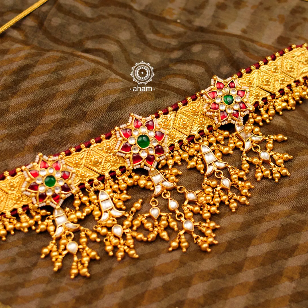 Traditional Gold Polish Silver Choker Set