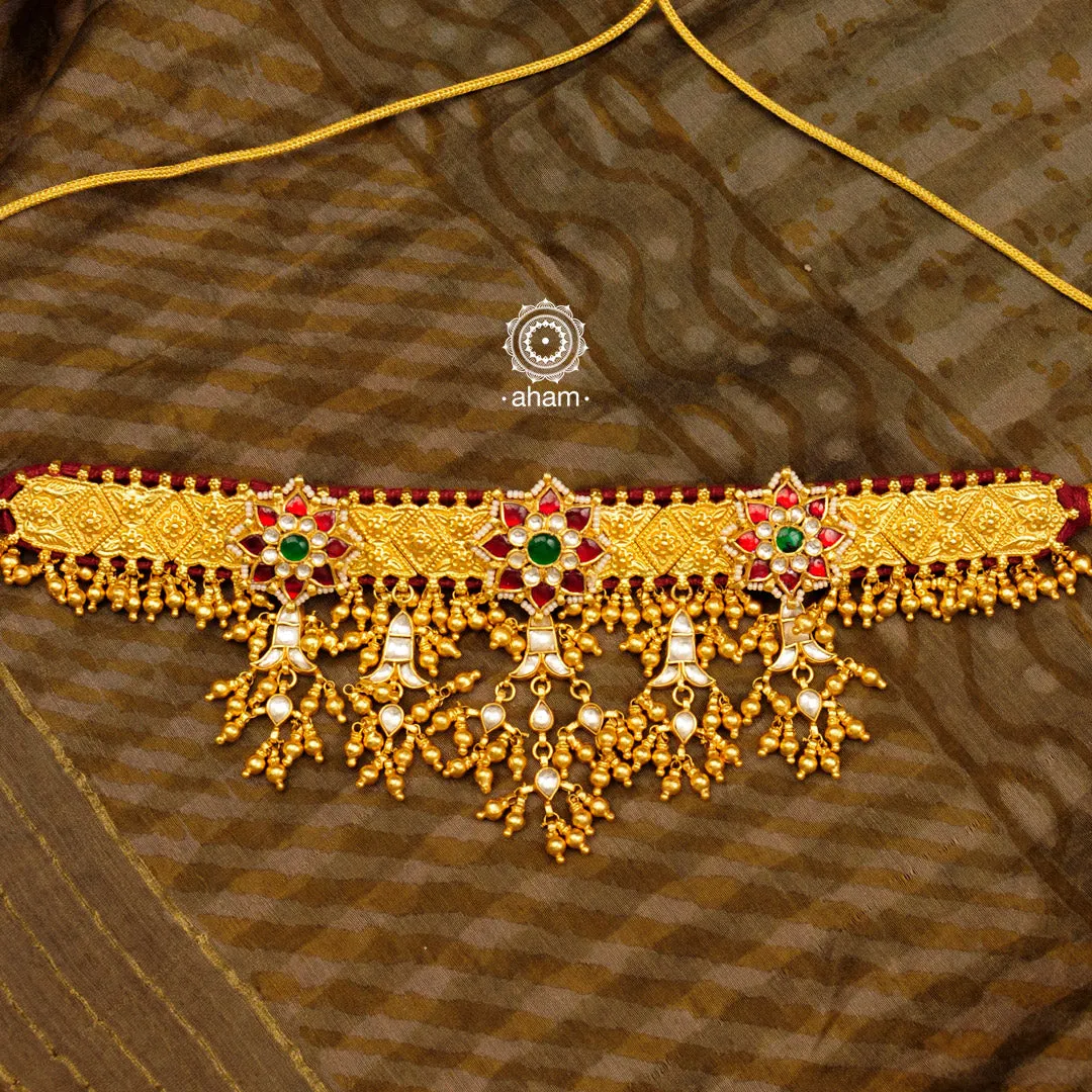 Traditional Gold Polish Silver Choker Set