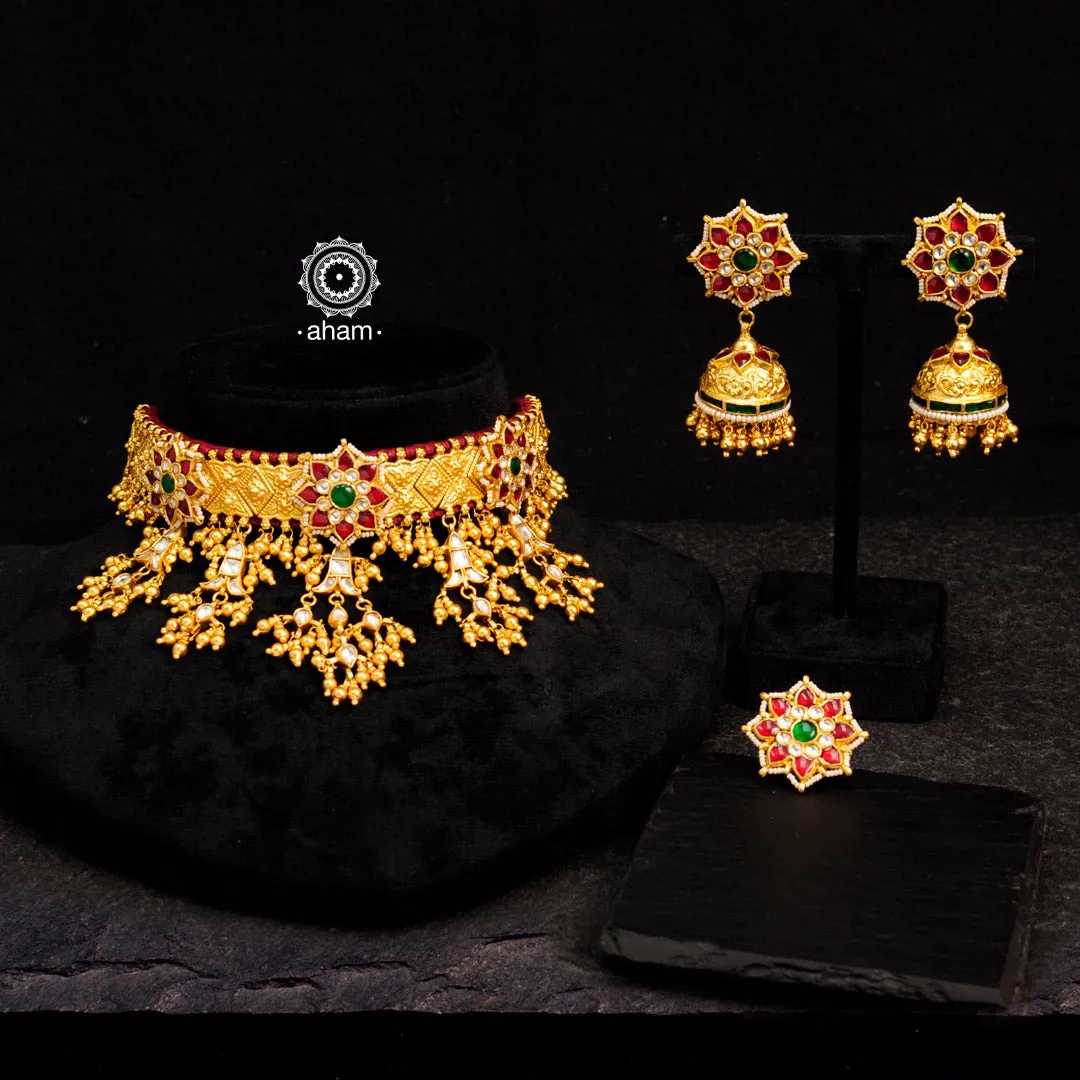 Traditional Gold Polish Silver Choker Set