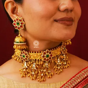 Traditional Gold Polish Silver Choker Set