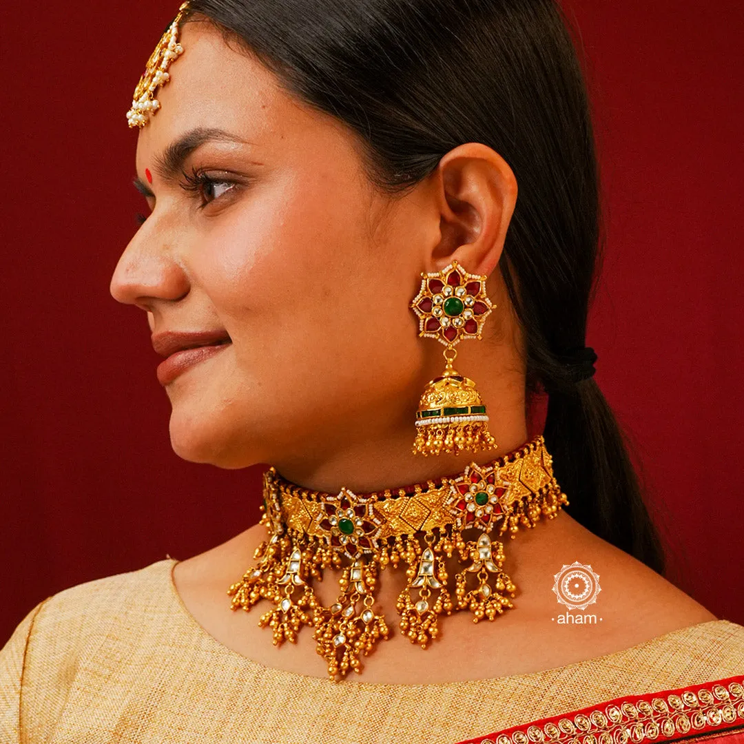 Traditional Gold Polish Silver Choker Set