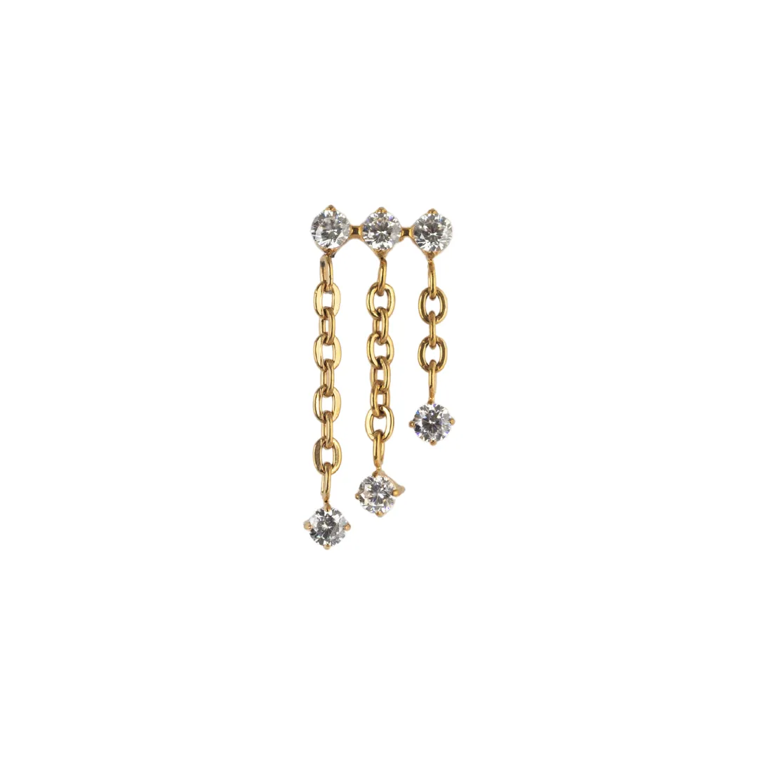 Tri bevel gem and cluster chain dangle