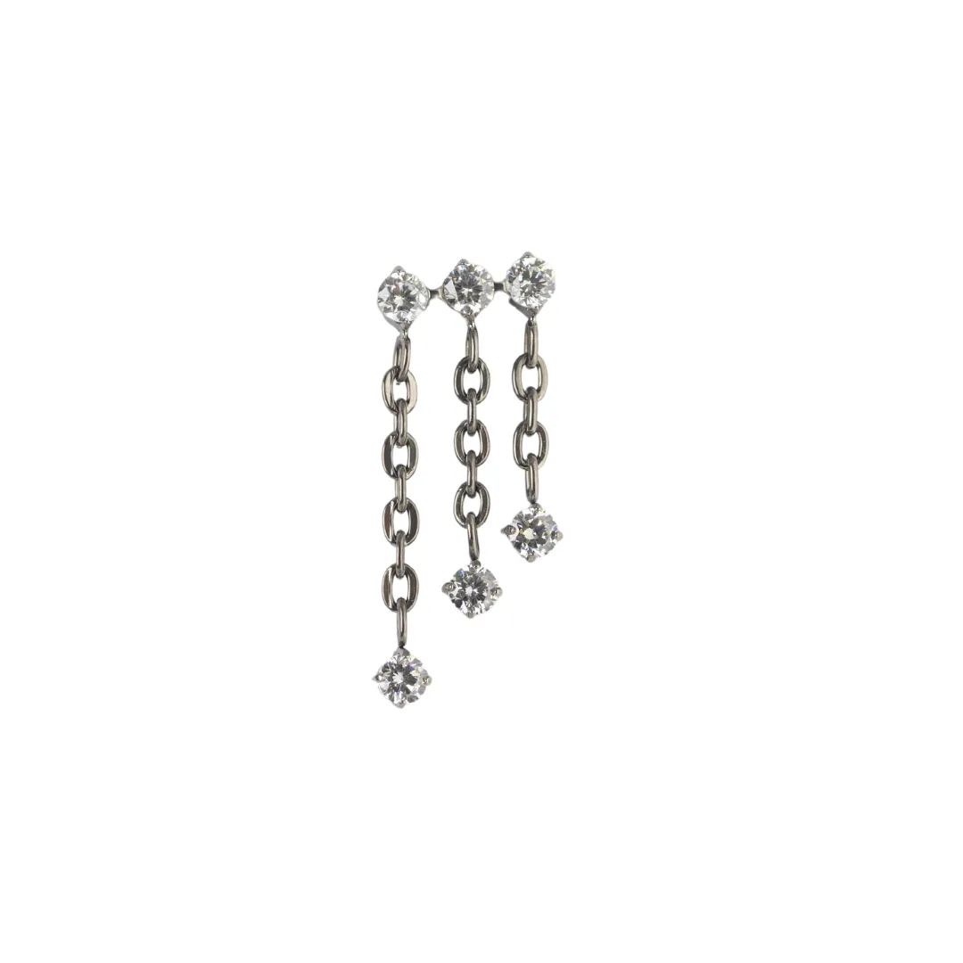 Tri bevel gem and cluster chain dangle