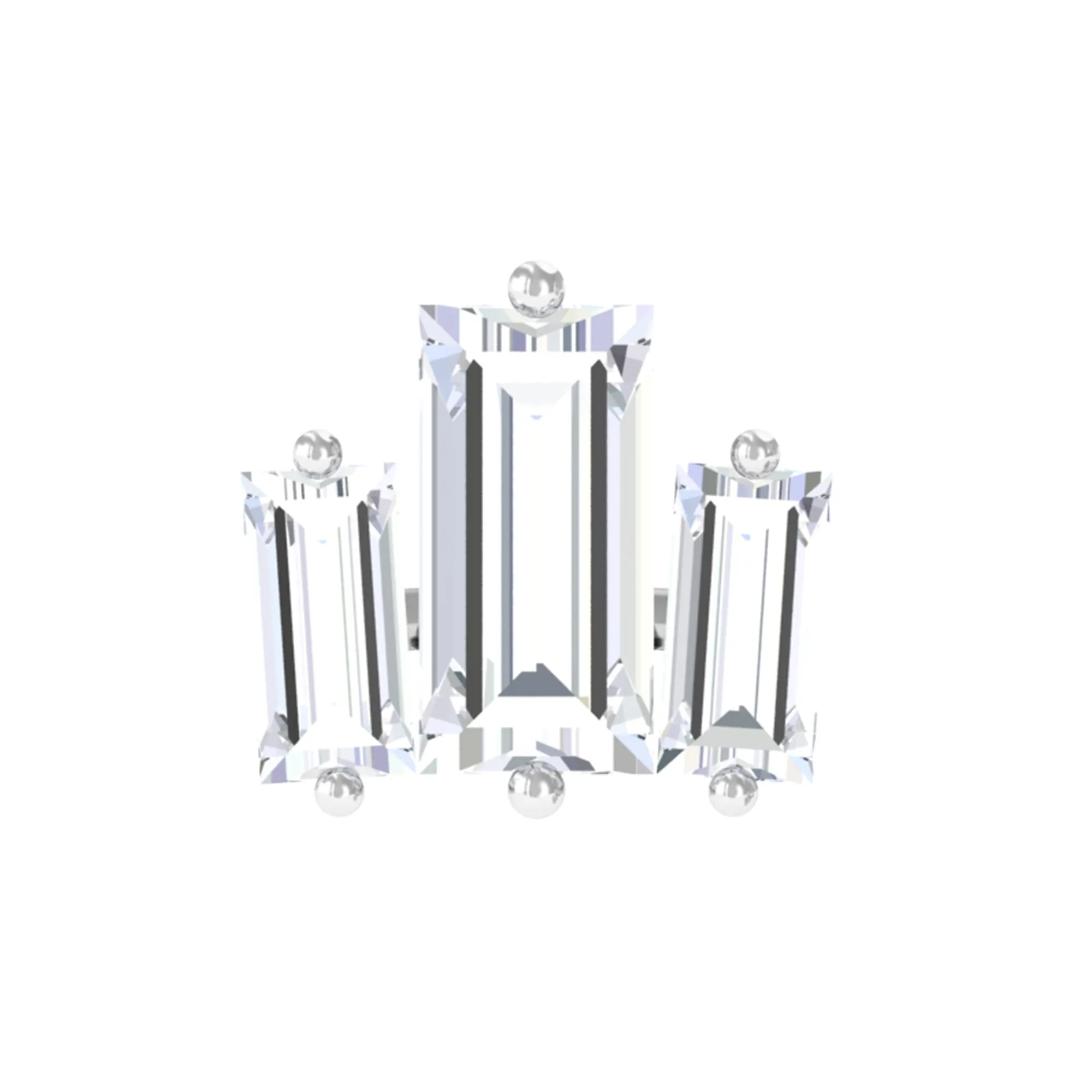 Triple Baguette Moissanite Earring for Cartilage Piercing