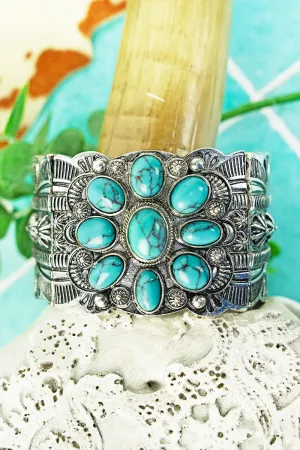 Turquoise and Silvertone Ozette Lake Bracelet