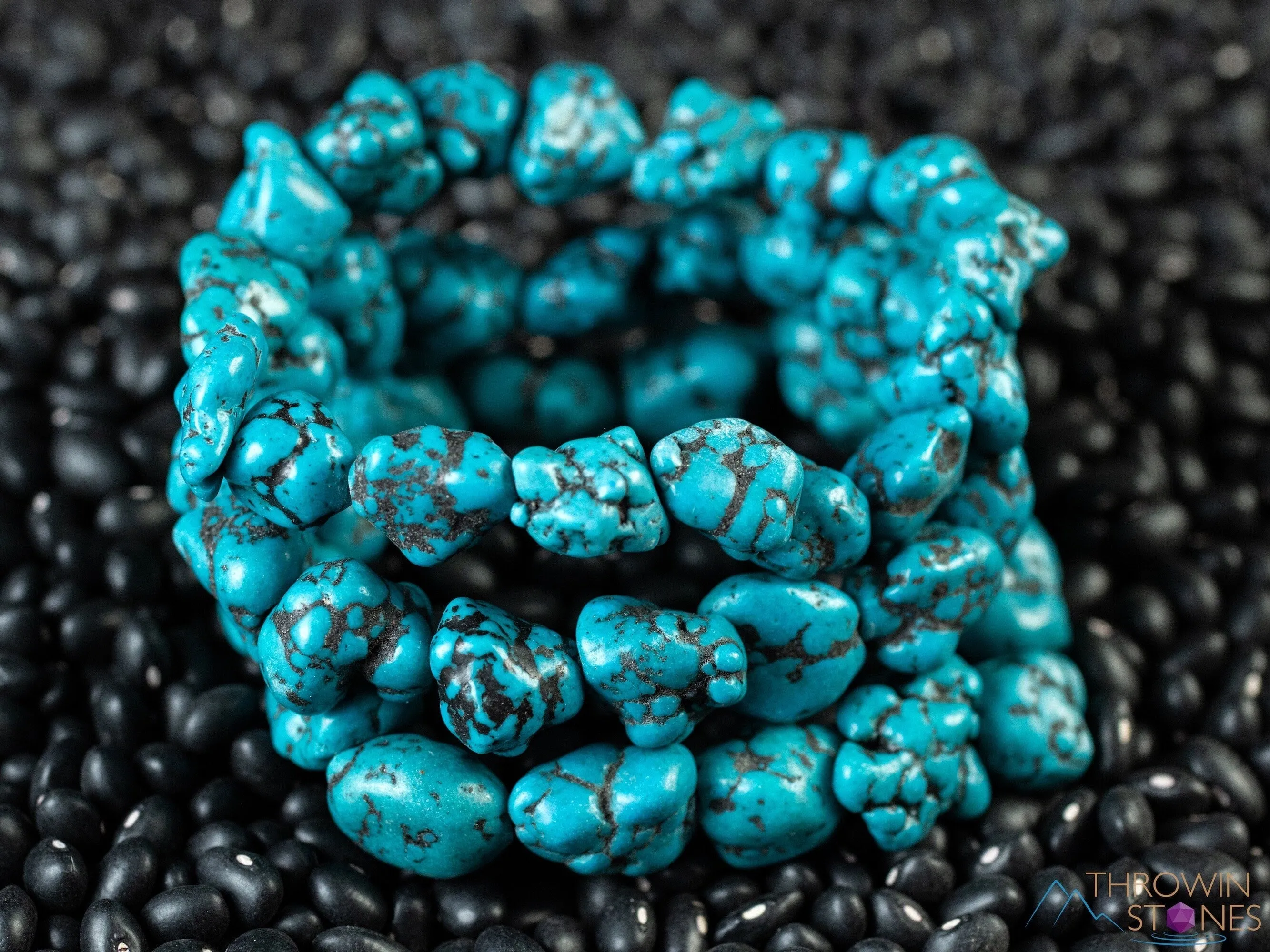 TURQUOISE Crystal Bracelet - Nugget Chip Beads - Beaded Bracelet, Handmade Jewelry, Healing Crystal Bracelet, E2184