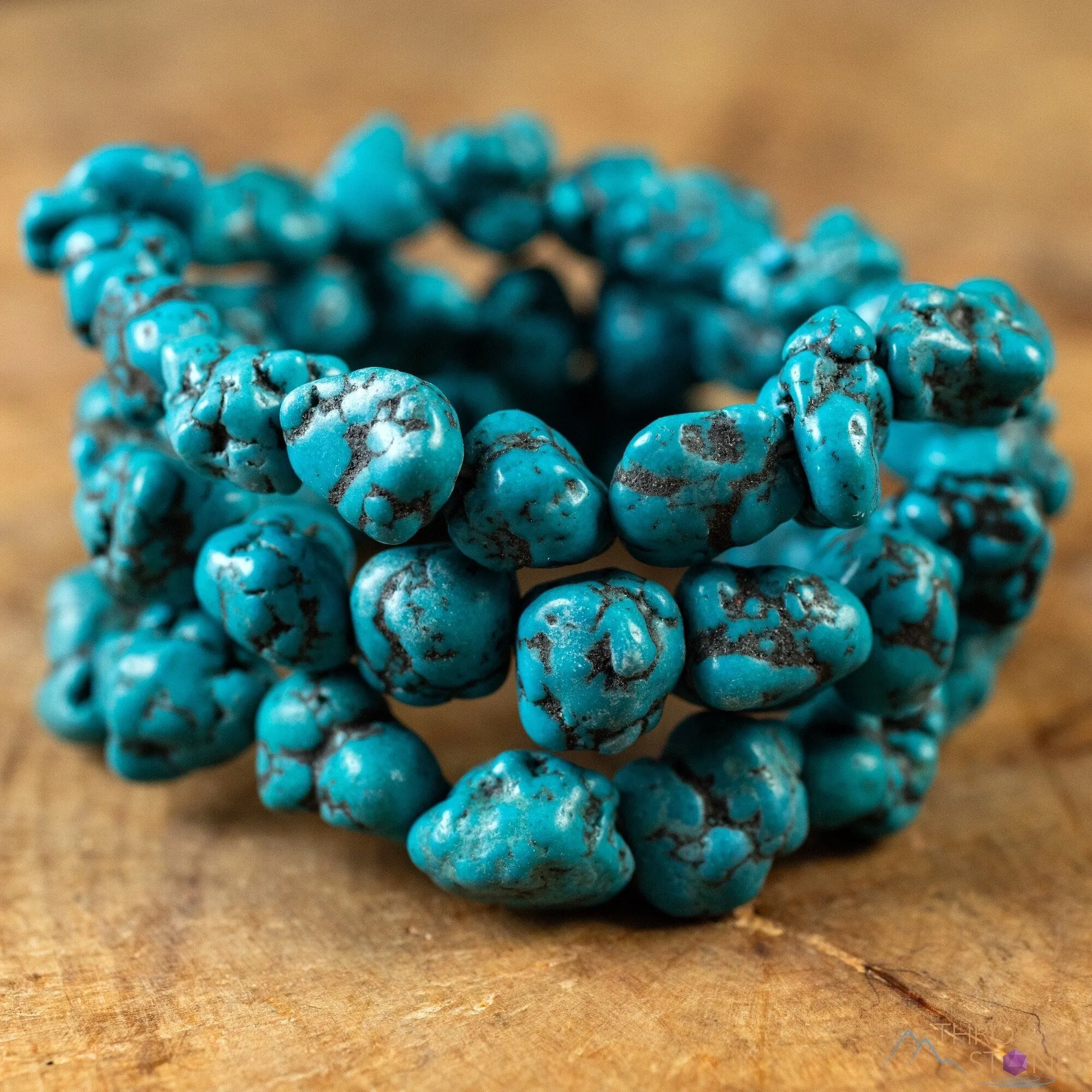 TURQUOISE Crystal Bracelet - Nugget Chip Beads - Beaded Bracelet, Handmade Jewelry, Healing Crystal Bracelet, E2184