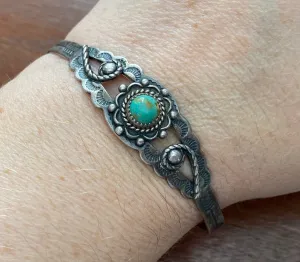 Vintage Bell Trading Post Sterling Silver 925 Turquoise Cuff Bracelet