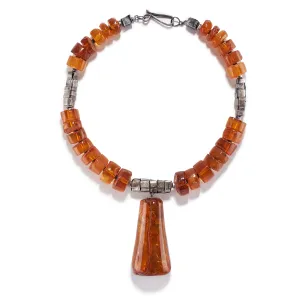 Woven Silver & Amber Necklace