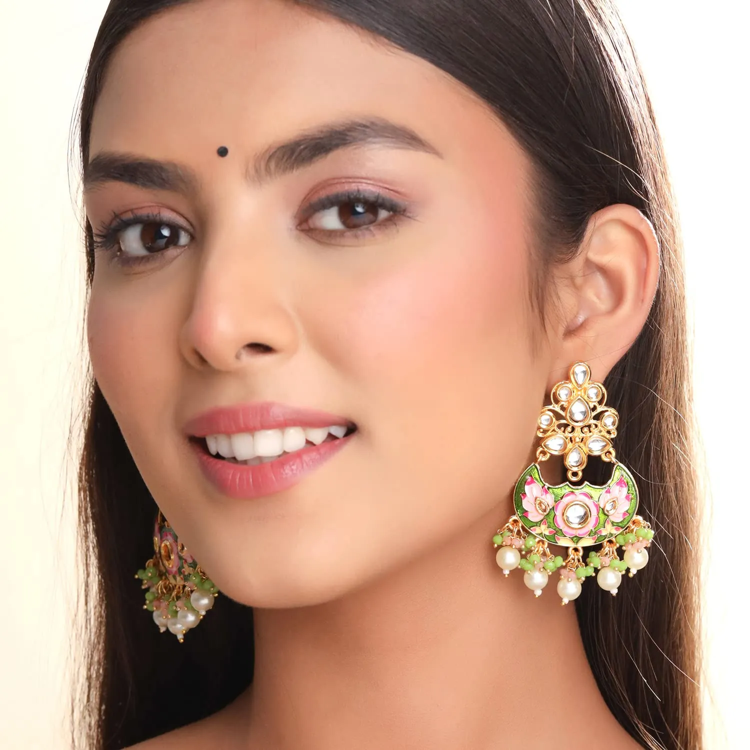 Yellow Chimes Earrings for Women and Girls Meenakari Chandbali | Gold Plated Multicolor Meenakari Chandbali Earrings | Birthday Gift for girls and women Anniversary Gift for Wife