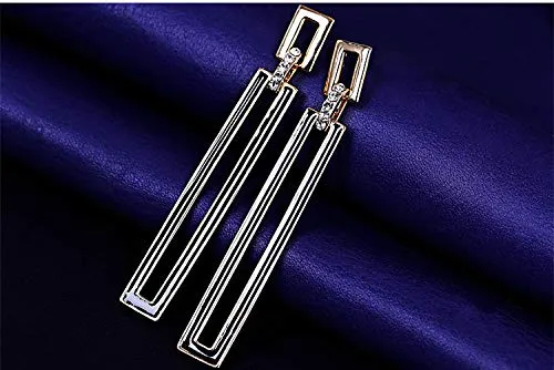 Yellow Chimes Western Style Geometric Asymmetric long Luxury Rectangle Tassel Party Dangle Earrings For Women and Girl's