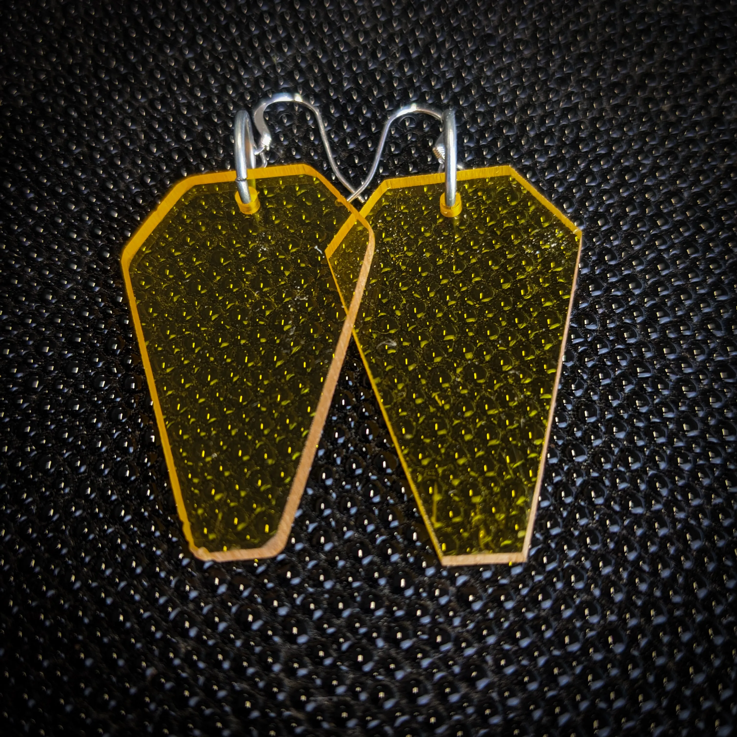 Yellow Coffin Dangle Earrings