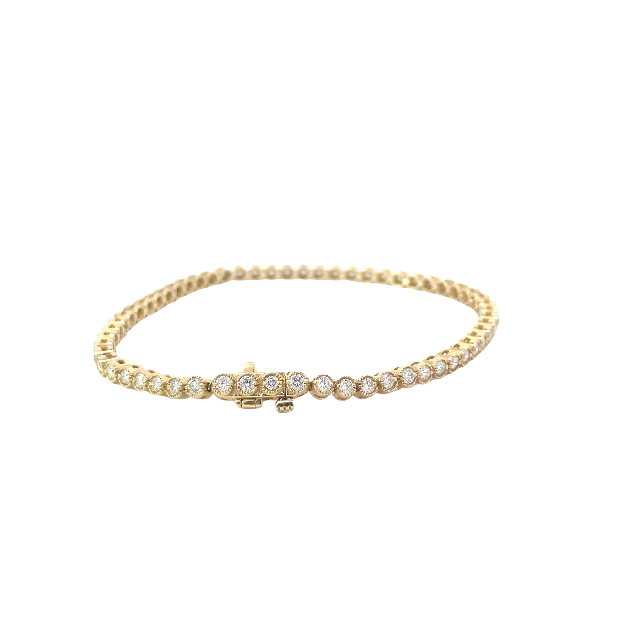 Yellow Gold Detailed Diamond Tennis Bracelet